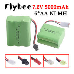 Batería NiMH de 7,2 V y 5000mah, enchufe SM/TAMIYA para juguetes Rc, tanques de barcos, trenes, piezas de Robot, batería recargable Ni-MH AA de 7,2 v, 1 Uds.
