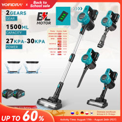 Aspiradora sin escobillas YOFIDRA de 1800W, 30KPa, 1.5L, portátil, con potente succión, herramientas de limpieza para el hogar, compatible con batería Makita de 21V.