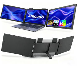 Monitor portátil Amoudo, monitor triple para portátiles de 14 pulgadas, 60 Hz, 1920 x 1080p, IPS, monitor triple portátil con puerto USB-C para portátiles de 14 a 16,5 pulgadas, compatible con