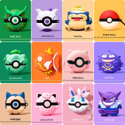 Para Airpods Pro 3 Funda 2025, Pokemon Ball 3D Anime Funda para auriculares a prueba de golpes para niños Funda niños niñas