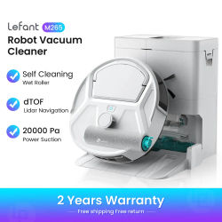 Robot aspirador y fregona Lefant M265, succión de 20.000 Pa, depósito de polvo de 800 ml, minirobot aspirador de 28 cm con limpieza automática instantánea, WiFi 5G/APP/Alexa