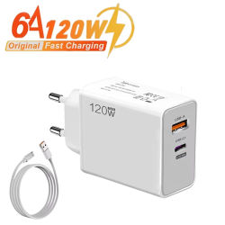 Cargador USB tipo C de carga rápida de 120W, adaptador de corriente para teléfono móvil PD para iPhone, Xiaomi, Huawei, Samsung, cargador de pared de carga rápida