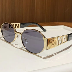 Gafas de Sol de Metal de Lujo para Hombre y Mujer, Gafas de Diseño Unisex, Gafas de Moda Ovaladas Vintage para Mujer