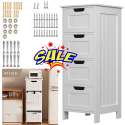DayPlus-armario de almacenamiento para baño, mueble con 4 cajones, color blanco, para el hogar, W11.8 "x D11.8 xH32.4"