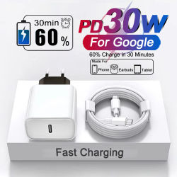 Cargador Rápido PD 30W Original para Google Pixel 9 8 7 6 9A 10 Pro XL Cable de Carga del Cargador Tipo C Accesorios del Adaptador de Teléfono de la UE EE.UU.