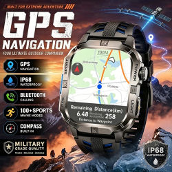 Reloj Inteligente con GPS Militar 2026, Linterna, Brújula, Resistente al Agua, Monitor de Ritmo Cardíaco, Llamadas, Deportivo, para Hombre