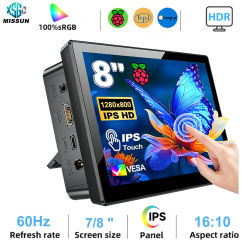 Monitor Táctil MISSUN de 7/8 Pulgadas para Raspberry Pi 5 4 3, 1280x800, HDMI, USB, con Altavoz y Ventilador, Compatible con Raspberry Pi y Orange Pi