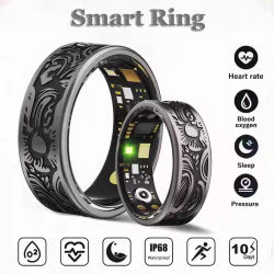 Anillo Inteligente con Monitor de Frecuencia Cardíaca, Presión Arterial, Oxígeno en Sangre, Sueño, Conteo de Pasos, Seguimiento de Actividad, Anillo para Compartir con Familiares y Amigos