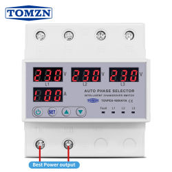 Relé Protector de Tensión y Corriente Ajustable 100A TOMZN Trifásico 3P+N para Riel DIN con Monitor de Protección contra Sobretensión y Baja Tensión