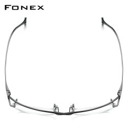Montura de gafas de titanio FONEX para hombre, gafas cuadradas semisin montura de diseño de marca, gafas ultraligeras japonesas de alta gama de media montura 85756
