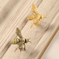 Tiradores de latón para muebles con diseño de abeja, tiradores creativos para cajones, armarios y roperos, decoración del hogar