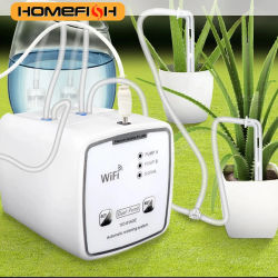 Dispositivo de riego inteligente WIFI, doble bomba, sistema de riego por goteo automático temporizado, APPControl remoto para plantas de jardín y flores