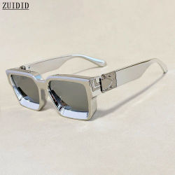 Gafas de Sol Cuadradas Vintage para Hombre, Gafas de Sol de Millonario para Mujer, Gafas de Moda Retro Plateadas, Dropshipping, Gafas de Sol para Hombre
