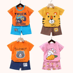 Ropa para madres y niños, conjuntos para niños y niñas, camiseta, pantalones cortos, ropa de verano de algodón de manga corta para bebés, traje para niños pequeños, 2 uds.