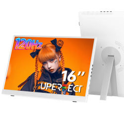UPERFECT 120Hz Monitor portátil de juegos 16" 1200P 1MS 100% sRGB Pantalla portátil con soporte ajustable USB-C y HDMI Monitor externo y pantalla de viaje para computadora portátil Mac PC Teléfono