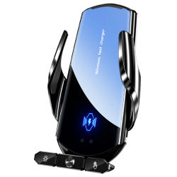 Cargador inalámbrico para coche, carga rápida de inducción infrarroja automática magnética para iPhone, Xiaomi, Samsung, soporte para teléfono para montaje en coche