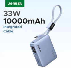Batería Externa UGREEN Mini de 10000mAh con Cable Tipo-C, Cargador PD de 30W Compatible con Xiaomi 33W