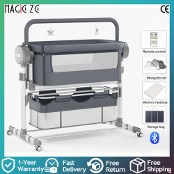 Moisés eléctrico inteligente para bebé, cuna mecedora automática con Bluetooth, música, temporizador oscilante ajustable, cama plegable para comodidad infantil