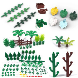 MOC Tree 5058 1747 bosque planta de la selva hojas en capas bloques de construcción 1566 hoja botánica militar flor coco DIY juguetes regalos
