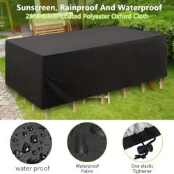 Cubierta para muebles de jardín, impermeable y resistente al viento, cubierta protectora de tela Oxford Uv 210D para mesa de jardín, 1 unidad
