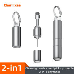 Cepillo de limpieza para tarjeta, pin de recogida, limpiador 2 en 1, llavero portátil adecuado para teléfonos móviles, altavoces, auriculares, Bluetooth