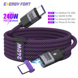 Cable de carga magnético tipo C de 240W PD3.1 USB C a USB C/Micro USB cargador magnético Cable de carga rápida para teléfono portátil tableta