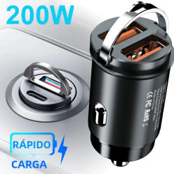 Cargador de coche mini QC3.0 PD de 100W/200W, 12-24V, encendedor, carga rápida, cargador USB tipo C para Xiaomi, Samsung, Huawei, iPhone.