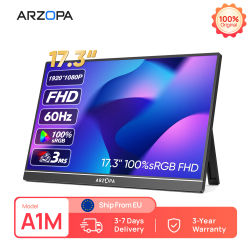 ARZOPA 17,3 ''1080P IPS Monitor portátil para juegos HDMI USB pantalla externa para ordenador portátil soporte para PC/Mac/teléfono/Xbox/Switch/PS