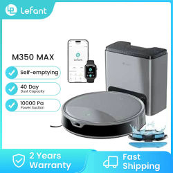 Lefant M350 MAX Robot Aspirador y Fregador Combo, Evitación de Obstáculos PSD de 190°, Succión de 10000 Pa, Autocarga, para Suelos Duros, Alfombras, Pelo de Mascotas