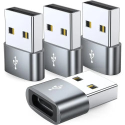 Paquete de 4 adaptadores USB C hembra A USB macho, convertidor de Cable cargador tipo C A USB A, Compatible con iPhone, iPad, Samsung, Galaxy Pixel