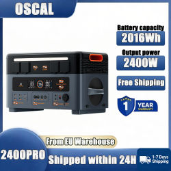 Estación de Energía Portátil OSCAL PowerMax2400Pro 2016Wh 2400W, Generador para Exteriores, Más de 3500 Ciclos, LiFePO4, Carga Rápida en 1.2H, Altavoces Duales