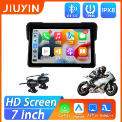 Reproductor Multimedia para motocicleta de 5/7 pulgadas, navegador GPS, grabadora de conducción, CarPlay inalámbrico, Android, pantalla impermeable IPX8, Bluetooth