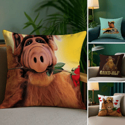 Funda de almohada Alf de la serie de TV, funda de almohada antipolvo, funda de cojín de sofá de felpa corta sedosa con cremallera Invisible