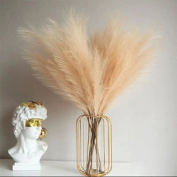 Hierba pompón Artificial para decoración del hogar, ramas falsas y esponjosas, tallos de plantas, jarrón de relleno, arreglo floral bohemio, 10 piezas