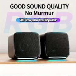Mini altavoz con luces frías y sonido estéreo, altavoces para ordenador, 6W, alimentado por USB, entrada auxiliar de 3,5mm, altavoz portátil para ordenador La