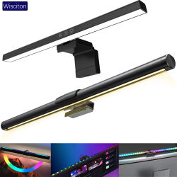 Barra de luz para Monitor de 33-60cm, iluminación de fondo RGB para PC, protección ocular, atenuación, lectura/juegos/lámpara de trabajo, luz nocturna temporizada