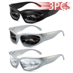 3 Piezas de Gafas de Sol Vintage Estilo Punk Clásico Y2K para Mujer y Hombre, Gafas de Sol de Diseñador de Marca de Lujo, Gafas de Sol Deportivas de Moda