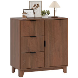 HOMCOM Mueble buffet para salón, mueble de cocina con puerta, 3 cajones y estante, aparador ajustable, mueble para televisor