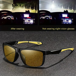 Gafas cuadradas amarillas de visión nocturna antideslumbrantes para hombres y mujeres, gafas de sol para conducir, pescar, playa, protección UV, gafas de policarbonato
