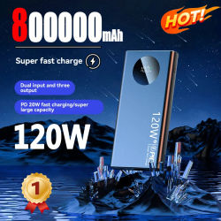 Banco de energía de alta capacidad de 80000mAh, cargador de batería portátil de carga súper rápida de 120W para iPhone, Samsung, Huawei, xiaomi