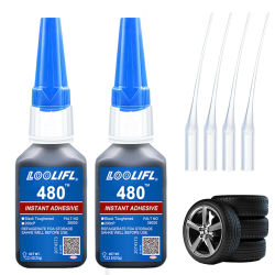 LOOLIFL 480 Adhesivo instantáneo negro - Adhesivo potente para neumáticos de caucho, bañeras de altavoces, reparaciones de automóviles y de sonido, adhesivos anti-vibración