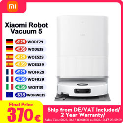 Versión global del robot aspirador Xiaomi 5 EU (versión mejorada X20+), máquina inteligente para la limpieza del hogar, aspiración y fregado, 20000 Pa de potencia de succión, autolimpieza, alta