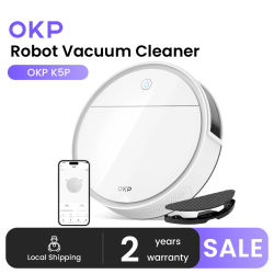 Aspiradora Robot OKP K5P con Mapeo, 5000Pa, PSD 190 ° 180 minutos, control por APP/WiFi, ideal para pelo de mascotas y suelos duros