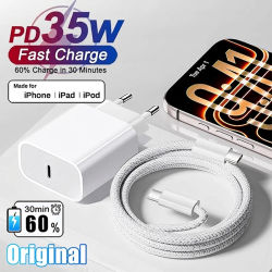 Para Apple original 35W tipo C Cargador rápido para iPhone 17 16 15 14 13 12 11 pro Max Samsung S25 xiaomi carga rápida cable de carga
