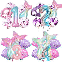 Set de Globos de la Sirenita para Fiesta, Globo de Número 1-9 de 32 Pulgadas, Decoraciones para Fiesta de Cumpleaños, Artículos para Baby Shower, Globo