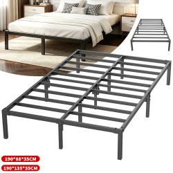 Estructura de cama de hierro de 190x88cm/190x135cm, estructura de cama negra con almacenamiento debajo de la cama de 35cm, fácil montaje, muebles de dormitorio modernos de color negro, base para