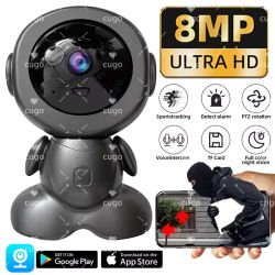 Cámara de seguridad Wifi de 8MP, Monitor de bebé HD para interiores, Robot de vigilancia inteligente para el hogar, cámara PTZ, seguimiento automático, visión nocturna, Monitor para mascotas