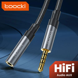 Toocki Cable auxiliar 3,5mm Cable de altavoz de extensión de Audio macho a hembra con micrófono para auriculares de coche para Samsung TV Box Laptop