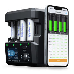 SkyRC NC3000 Pro NiMH NiCd cargador de batería PD/QC AA/AAA cargador de batería inteligente pantalla LED de 4 ranuras cargador de Control de aplicación descargador