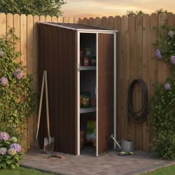 Caseta para Herramientas para Jardín y Taller – Acero Galvanizado – Caseta de Almacenamiento Resistente a la Intemperie con Techo Inclinado para Herramientas, Equipos de Jardinería y Muebles